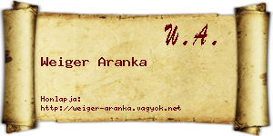 Weiger Aranka névjegykártya